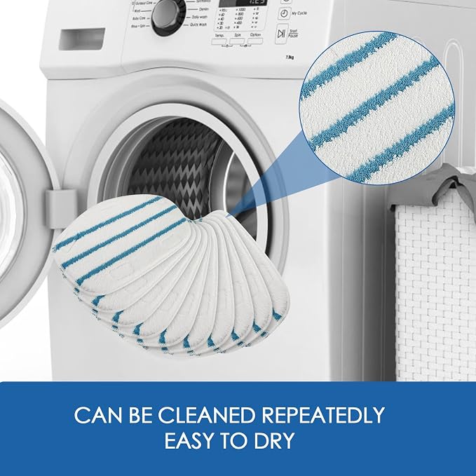 10 Pack Replacement Steam Mop Pads for PurSteam ThermaPro 211 & 10-in-1 | Old 5-tab version only; not for the new 6-tab mop. Machine-washable microfiber pads for sealed hardwood, tile and laminate.