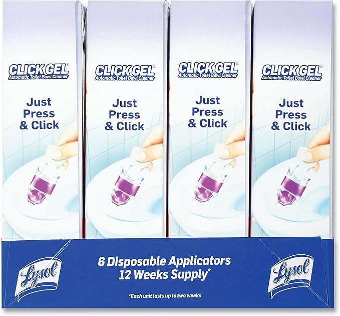Lysol Click Gel Automatic Toilet Bowl Cleaner, Bathroom Essentials, Toilet Freshener, Refreshing Lavender Scent, 6 Count (Pack of 1)