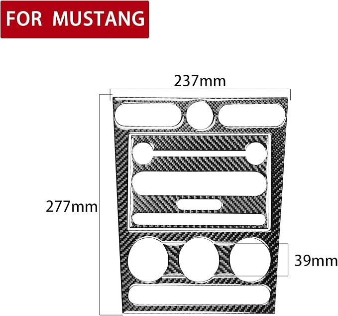Real Carbon Fiber Trim for Ford Mustang GT Shelby Accessories | for 2005 2006 2007 2008 2009，Central Instrument Console Panel Cover Kit，Thick Overlay Sticker Decal，4PCs