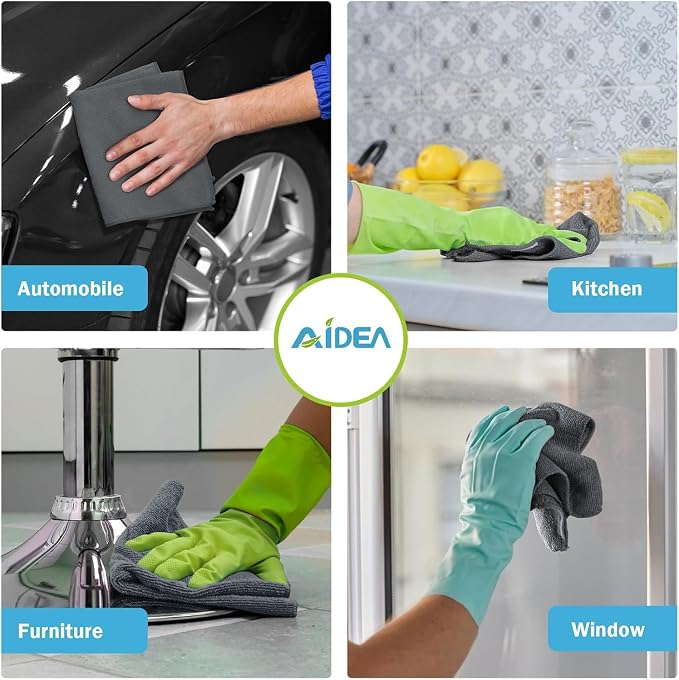 AIDEA Microfiber Cleaning Cloth Grey 20PK, Microfiber Towels for Cars, Premium Car Cloths, Dusting Cloth Lint Free Cleaning Rags for SUVs, House, Kitchen, Window, Workshops,11.5"×11.5"