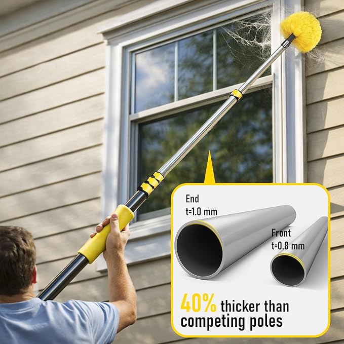 25 Foot High Ceiling Duster Kits with 4.5-18ft Heavy Duty Extension Pole, High Reach Duster for Cleaning,Microfiber Feather Duster,Cobweb Duster,Ceiling Fan Duster,Window Squeegee & Cleaner