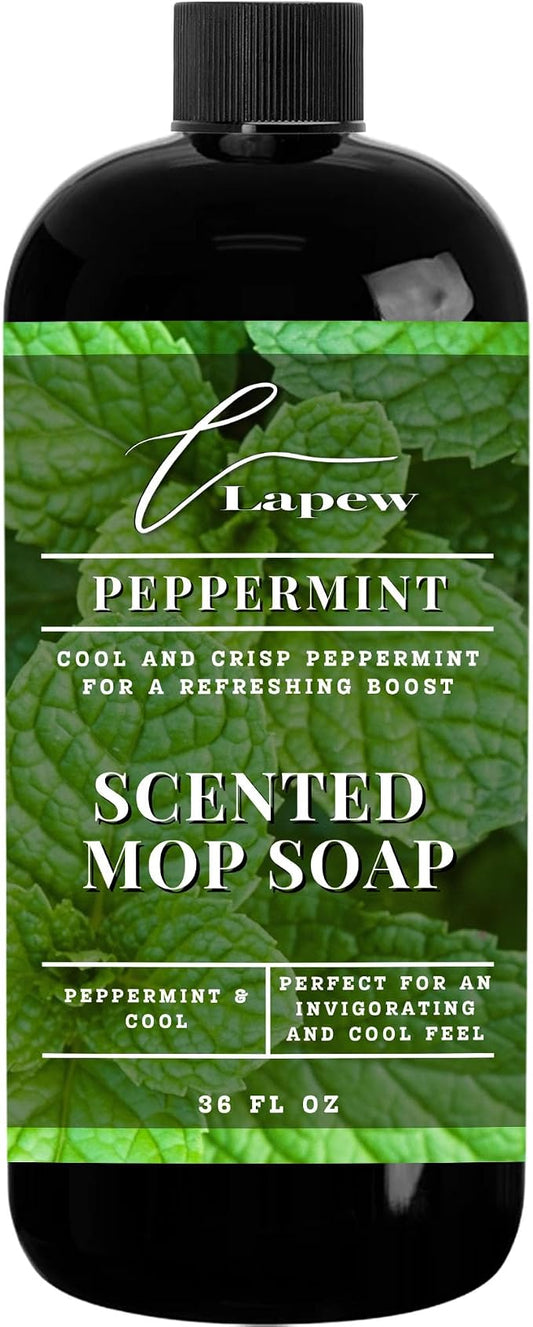Lapew Peppermint Scented Mop Soap - Luxury Floor Cleaner Concentrate for Mopping Tile, Laminate, Vinyl & Hardwood | Streak-Free, Low-Foam | 36 oz