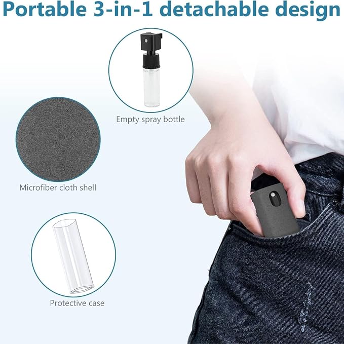 4PCS Screen Cleaner Touchscreen Mist Spray, Portable Reusable Fingerprint-Proof Spray Bottle for Phone/Laptop/Tablet/Monitor/Car Screen