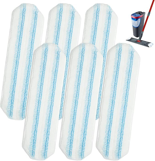 Mop Pads for OCedar H2prO Flat Mop System, 6 Pack Mop Heads Replacements for Ocedar H2prO Flat Mop, Microfiber Reusable Machine Washable Durable Long-Lasting Mop Refills Safe on Various Floors