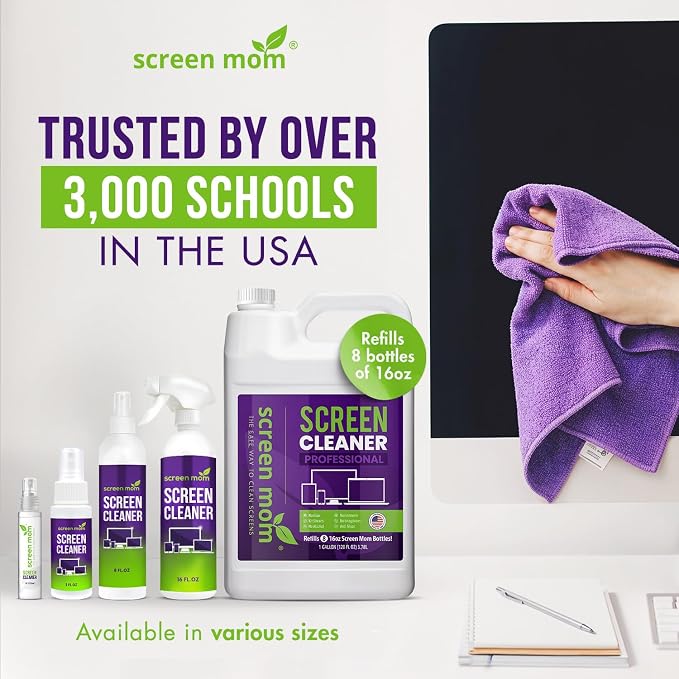 Screen Cleaner 4-Pack Microfiber Cloths for TV, Car, Laptop & Computer | Streak-Free Shine, 15.75"x15.75" in Size, Reusable Washable Towels, Purple, Cleaning Cloth for Electronics & Gadgets