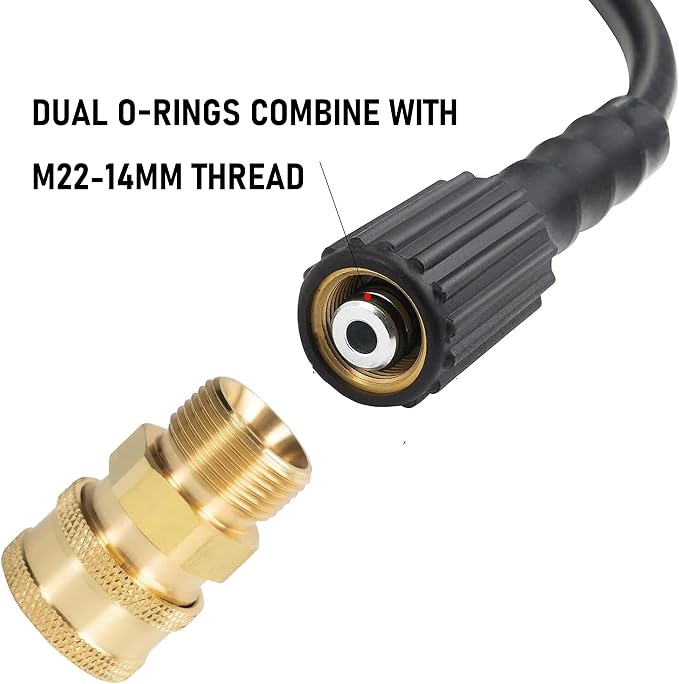 LIULO TOOL 4 Pack Pressure Washer Quick Connect Kit, Quick Disconnect Kit, Metric M22 14mm to 3/8" Quick Connect Kit, 5000 PSI