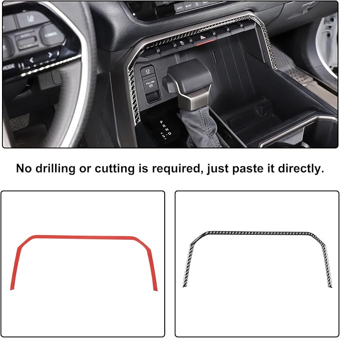 Aunginsy Car Center Control Warning Light Outer Frame Decorative Sticker Fit Toyot@a Tundra/Sequoia 2022-2024 Carbon Fiber Gear Box Shift Panel Protect Strip Cover Trim Sticker Interior Accessories
