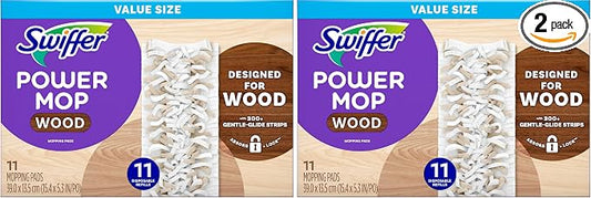 Swiffer PowerMop Wood Mopping Pad Refills for Floor Cleaning, 11 Count (Pack of 2)
