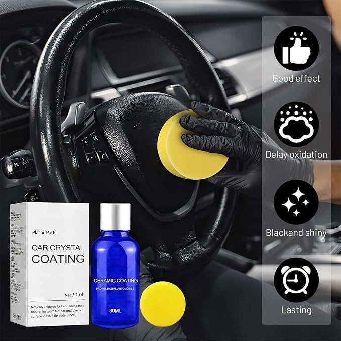 2PCS Plastic Parts Refurbish Agent, Upgrade Car Plastic Parts Refurbish Plastic Parts Crystal Coating, Plastic Coating Trim Restore for Car Plastic Parts(30ML)