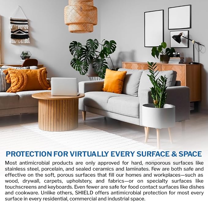 PermaSafe SHIELD 90-Day Antimicrobial Surface Protectant Spray | Long-Lasting, Multi-Surface Protection Against Growth & Spread of Bacteria, Mold, Mildew, Fungi & Algae | Indoor & Outdoor Use - 1 Gal