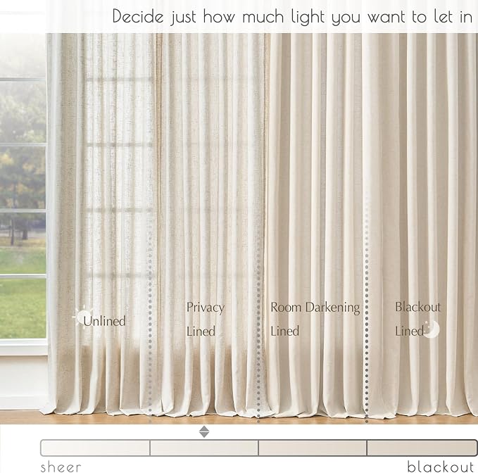 jinchan Linen Tier Curtains with Lined, 26x45, 2 Panels, Natural | Light filtering, rod pocket, cafe curtains, machine washable, small window treatment, cottage style, kitchen, laundry room