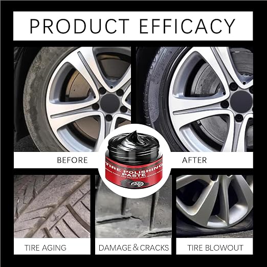 Tire Polishing Paste, 30g Black Car Tire Polishing Wax, Tire Shine, Deep Black Shine, Trim Restorer with Conditioning Formula, Water Resistant Coating for Seats Dashboards Trucks Motorcycles Sedan SUV