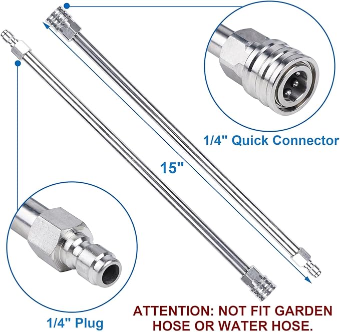Biswing 16" Pressure Washer Stainless Steel Surface Cleaner with 4 Wheels & 1/4" Quick Connector, Power Washer Attachment with 2 Extension Wand, 2 Replacement Nozzles, 4000 PSI