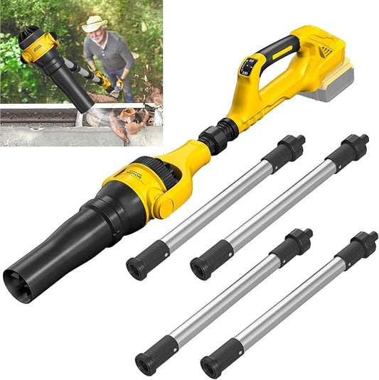 Roof Gutter Cleaning from The Ground, Leaf Blowers for Dewalt 20V Battery | (Tool Only)55" extension pole, brushless motor,580CFM/180MPH,270° nozzle clean roof gutters safely from the ground