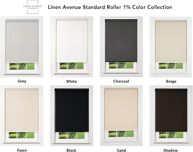 Linen Avenue Cordless 1% Solar Screen Standard Roller Shade, Black 57 1/2 W x 66 H (Arrives 1/4" Narrower)