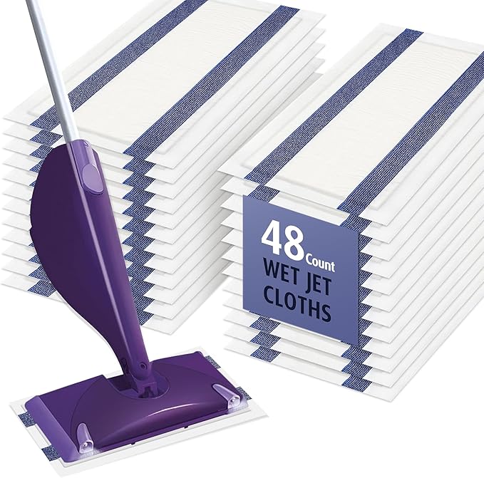 AIR U+ Disposable Mop Pad Refills for Swiffer Wet Jet Mops, Thickned and Absorbent Wet Pads Refill, 48 Count