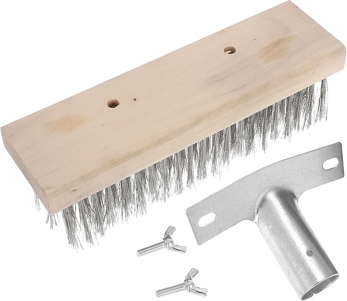 ABOOFAN Stainless Steel Wire Scrubber Brush 20cm Heavy-Duty Metal Floor Cleaning Brush Moss Remover for Outdoor Deck Patio Concrete Surfaces