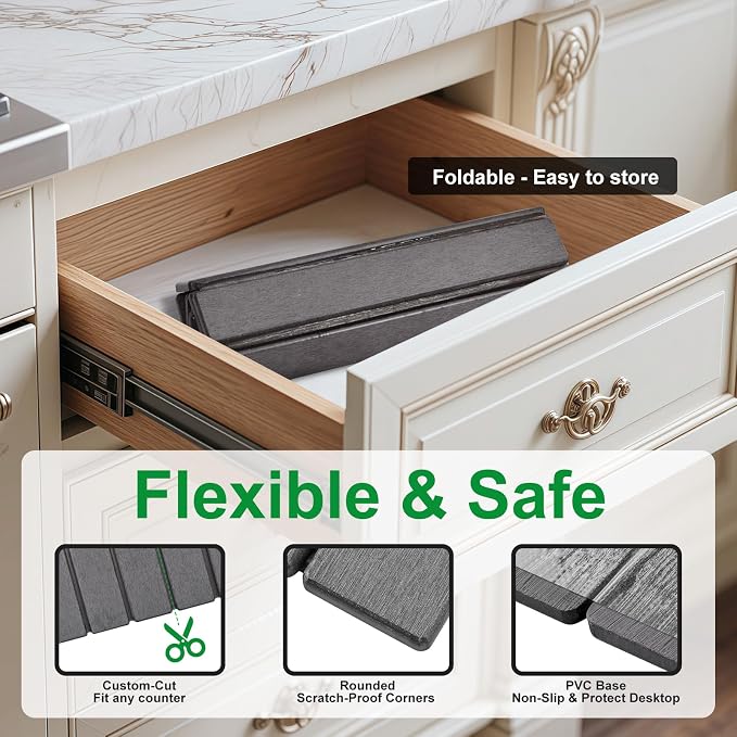cuomaop Stone Drying Mat for Kitchen Counter Large, Foldable Quick Dry Diatomaceous Earth Mat for Dishes Bottles Cups, Absorbent Collapsible Stone Dish Drying Mat for Countertop Bathroom 23" x 15.3"