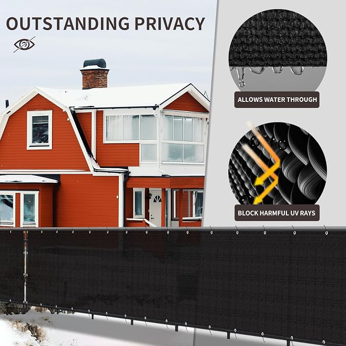 LOVE STORY Custom Size 2.6' x 3' Balcony Privacy Screen Cover, Black | HDPE Fabric, 95% UV Block, Fence Screen for Patio, Railing Cover for Apartment, Privacy Protective, Custom Size Available