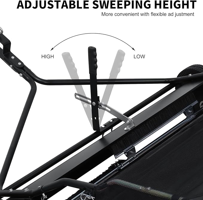 44" Tow Behind Lawn Sweeper Pull Behind Grass Sweeper with 25 cu. ft Large Heavy Duty Leaf & Grass Collector for Lawn and Yard Cleanup Tool Black（US Fast Arrival）
