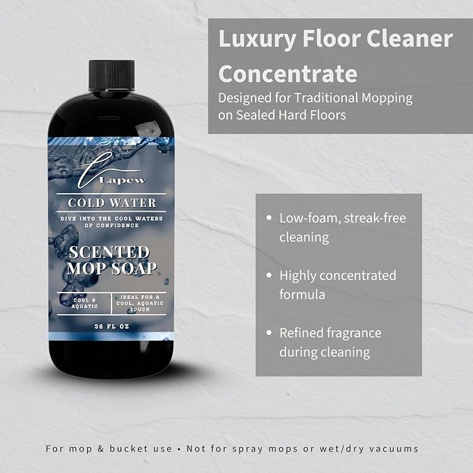 Lapew Cold Water Scented Mop Soap - Luxury Floor Cleaner Concentrate for Mopping Tile, Laminate, Vinyl & Hardwood | Streak-Free, Low-Foam | 36 oz