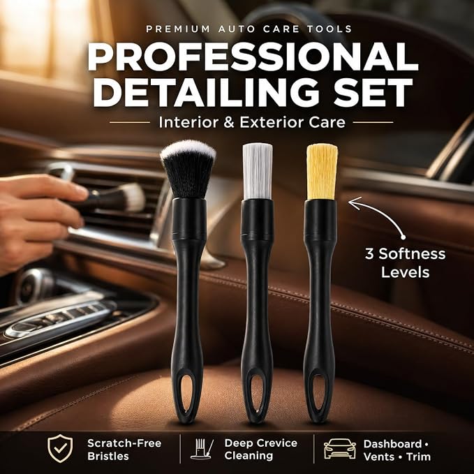 18PCS Car Detailing Kit Cleaning Gel Boar Hair Scratch Free Cleaner | Dual-use auto&home kit with cleaning gel,2-in-1 vent brush,crevice/glass brushes&storage bag,perfect gift for car enthusiasts