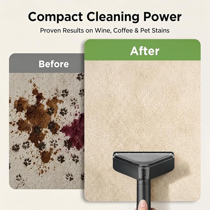 18Kpa Portable Carpet Cleaner Machine for Cars, Pets, Spot, Rug, Couch | 54+42 Oz Water Tank Upholstery Cleaner, 600W Motor with Self-Cleaning Tool and 3pcs Versatile Stain Tools