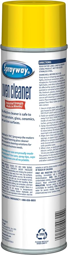 Sprayway Heavy-Duty Oven & Grill Cleaner, Removes Oil & Grease, 20 Oz, 1.25 Pound (Pack of 1), 20 Fl Oz (SW824R)
