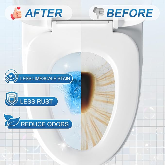 KIISIISO Toilet Bowl Cleaners 6 Bottles, Automatic Long-Lasting Toilet Bowl Cleaner Tablets in Bottle, for About 6 Months' Supply, Blue