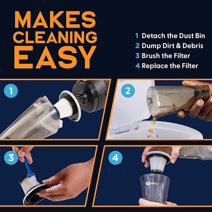Power Practical Handheld Cordless Vacuum, Portable Car Cleaner with Strong Suction