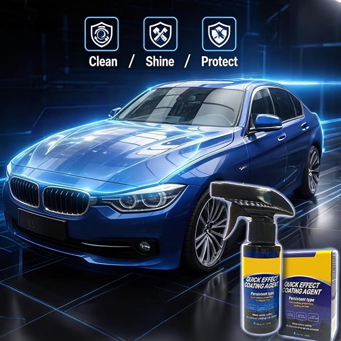 2Pack Quick Effect Coating Agent for Car, Quick Effect Coating Agent,Waterless Wash & Polish,Car Coating Spray for Shine & Protection,Quick Acting Paint Protection & Glass Cleaner(120ml+Brush+Towel)*2