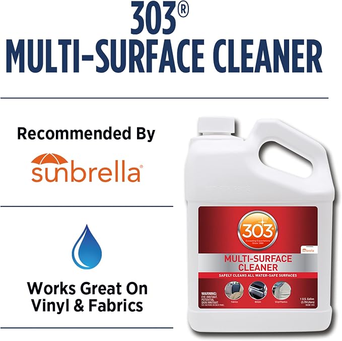 303 Products Multi-Surface Cleaner - Safely Cleans All Water Safe Surfaces, Including All Types of Fabric and Vinyl, Rinses Residue Free, Manufacturer Recommended, 1 Gallon (30570) | Removes dirt and stains from water-safe surfaces with a residue-free ...