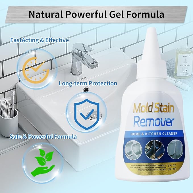 Home Stain Cleaner, 7 fl oz Mold Stain Cleaner Gel for Washing Machine, Home Stain Cleaning Gel for Fridge, Tile, Grout, Sink, Shower, Caulk, and Front Loader Seal