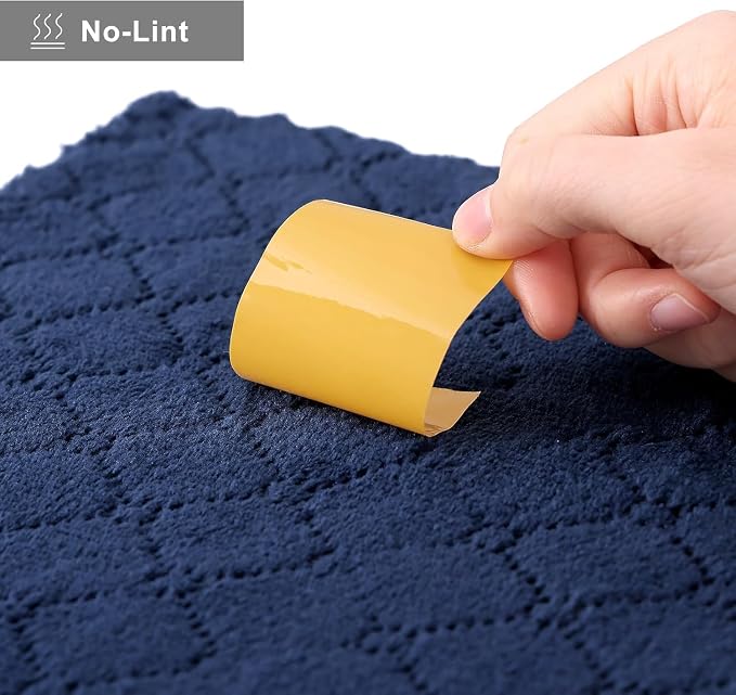 Homaxy 12 Pack Dish Towels for Kitchen (13 x 19 Inches, Navy Blue), Super Soft and Absorbent Coral Velvet Dish Cloths for Washing Dishes, Nonstick Oil Fast Drying Microfiber Cleaning Cloth