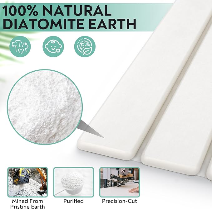 Stone Drying Mat for Kitchen Counter, Quick Diatomaceous Earth Mats for Dishes, Super Absorbent Fast Drying Collapsible Countertop Stone Mat , for Dishes Bottles Cups Bathroom ,24"(L)×16 (W)