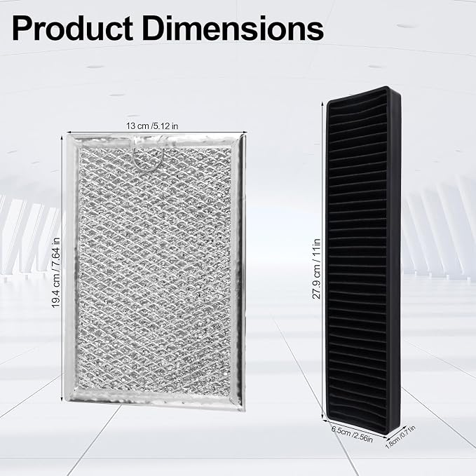 3pcs Microwave Grease Filter & Charcoal Filters Set, Aluminum Meshes & Carbon Filter Replacement Compatible with LMV2031ST LMV2031BD LMHM2237ST LMH2235ST