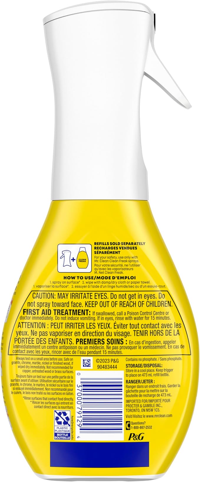 Mr. Clean Clean Freak Multi Surface Cleaning Spray, Deep Cleaning Mist Starter Kit and Refill Bundle, Lemon Zest Scent, 64 fl oz