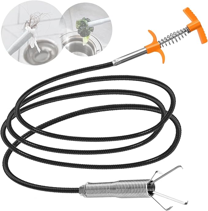 New Upgrade Drain Snake Hair Drain Clog Remover Tool - Tub Clogged Drains Opener Cleaning Tool, Flexible Grabber Claw Pick Up Reacher Tool Sink Drain Cleaner for Toilet Sewer Shower Bathroom (79 Inch)