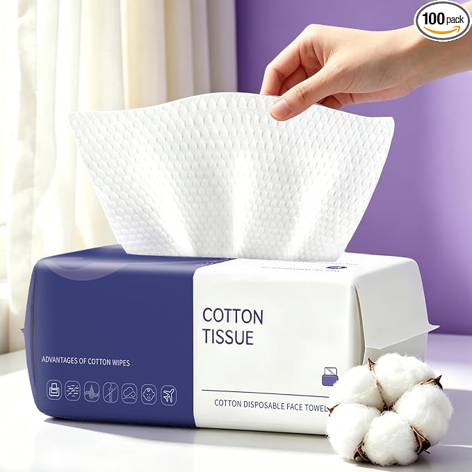 100 Count Face Towels Disposable, Clean Towels (1 Pack) | Ultra Thick Disposable Washcloths And Lint-Free , Ideal For All Skin, Daily Skincare, Makeup Removal & Travel