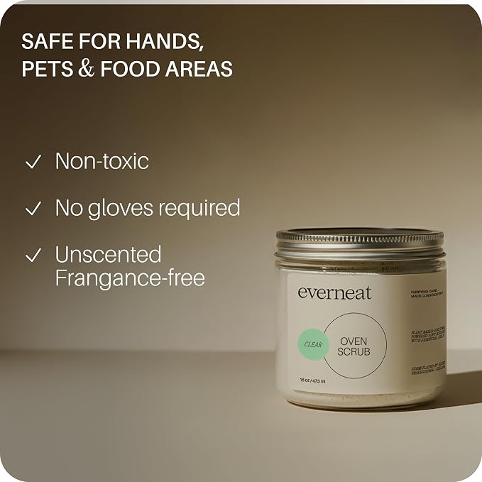 Everneat Oven Scrub – Natural Heavy-Duty Oven Cleaner (16oz) | Fume-Free Degreaser for Racks, Doors & Grates | Non-Toxic, Safe for All Oven Types (Unscented)