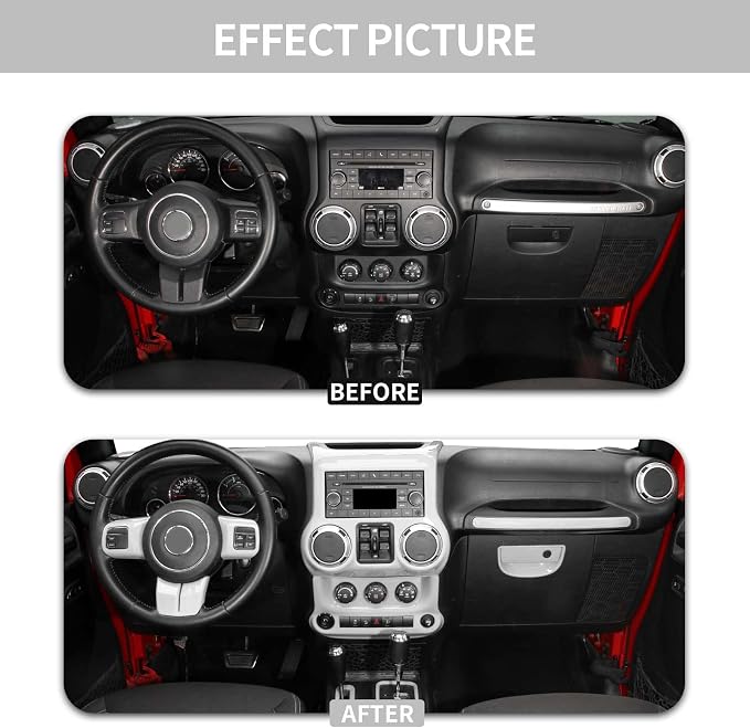 RT-TCZ for Jeep JK Interior Trim Kit White, JKU Center Console Dashboard Panel Trim Cover for Jeep Wrangler JK JKU 2011-2017 White Interior Accessories 10pcs