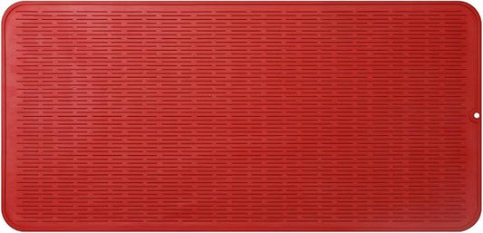 MicoYang Silicone Dish Drying Mat for Multiple Usage,Easy clean,Eco-friendly,Heat-resistant Silicone Mat for Kitchen Counter or Sink,Refrigerator or Drawer Liner Red 5XL 36inches x 18inches