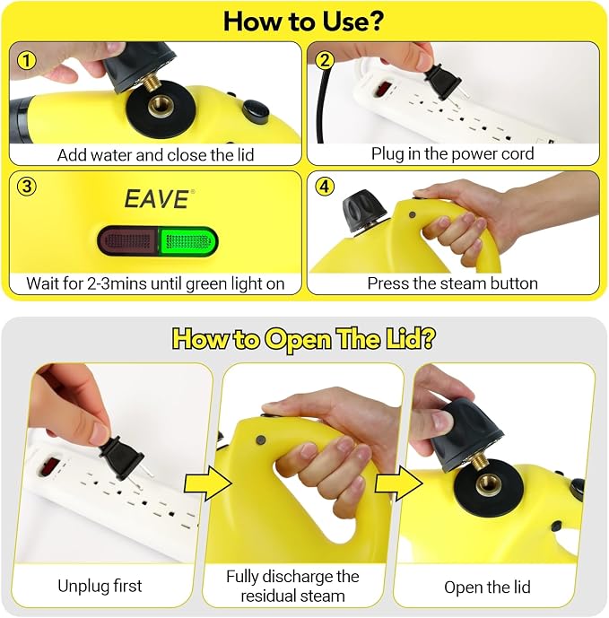 Handheld Steam Cleaner, Steamer for Cleaning, Portable Upholstery Steamer for Surface Cleaning, Hand Steam Cleaner for Furniture, Car Detailing, Home, Kitchen, Bathroom, Upholstery