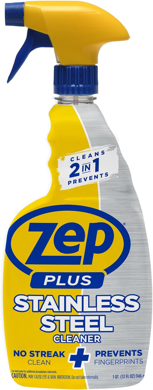 Zep Plus Stainless Steel Cleaner - 32 Fl OZ - R53512-2-in-1 benefits clean while preventing future fingerprints and smudges.