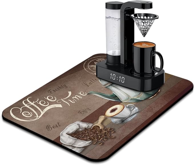 Coffee Mat 24inx18in,Coffee Bar Mat for Countertops,Absorbent Hide Stain Anti-Slip Coffee Bar Accessories Fit Under Coffee Machine Mat,dish drying mats for kitchen