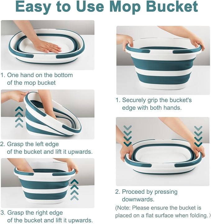 Collapsible Bucket for Cleaning, 4.2 Gallons Mop Bucket with Handle for Floor Window Car Washing, Silicone Ice Buckets for Parties Camping Fishing Beach, RV Laundry Storage Household Cleaning Supplies