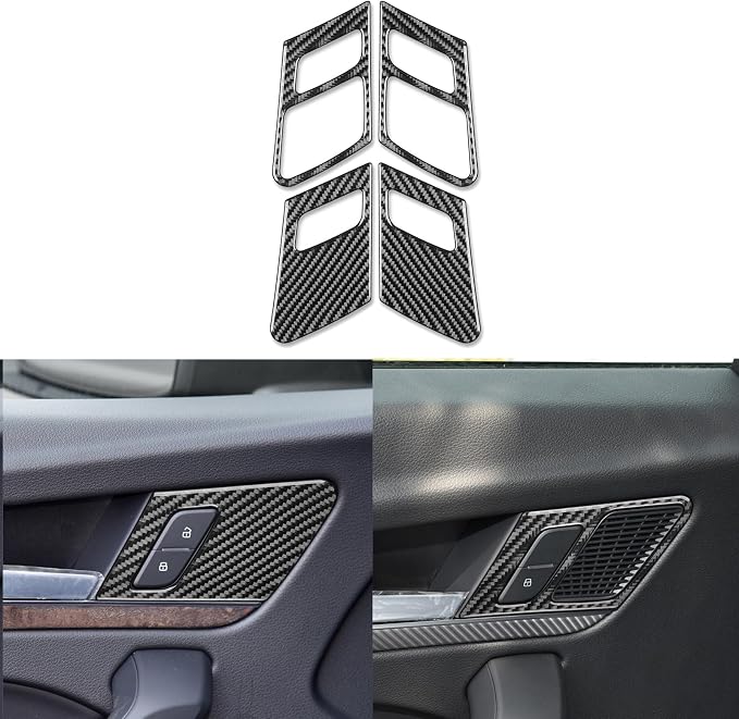 Real Carbon Fiber Trim for Audi 80A Q5 Accessories | for SQ5 2018-2025 Dash Door Lock Button Panel Frame Cover Sticker Interior Thick Overlay Decal