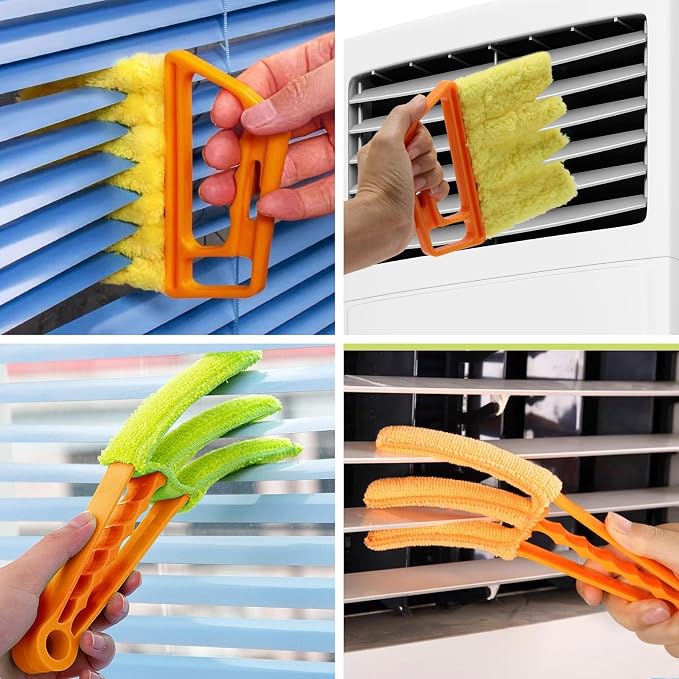 Window Blind Cleaner Duster Set, Washable Dusting Cleaner Air Vent Cleaning Brush Tools (Blue)