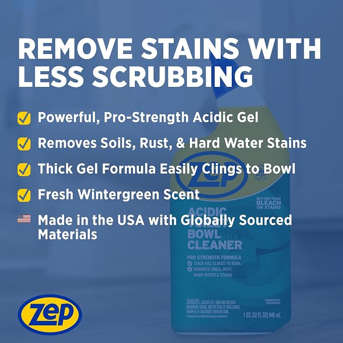 Zep Acidic Toilet Bowl Cleaner 32 oz (1ct) & All-Purpose Cleaner (1ct | One Zep Acidic Toilet Bowl Cleaner and one Zep All-Purpose Cleaner for complete bathroom cleaning