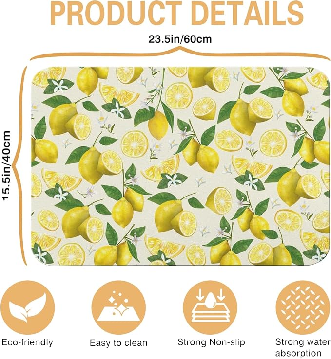 Kitchen Countertop Dish Drying Mat,Super Absorbent Coffee Bar Mat for Maker Espresso Machine, Anti-Slip Accessories for Kitchen Countertops 23x15 Inch